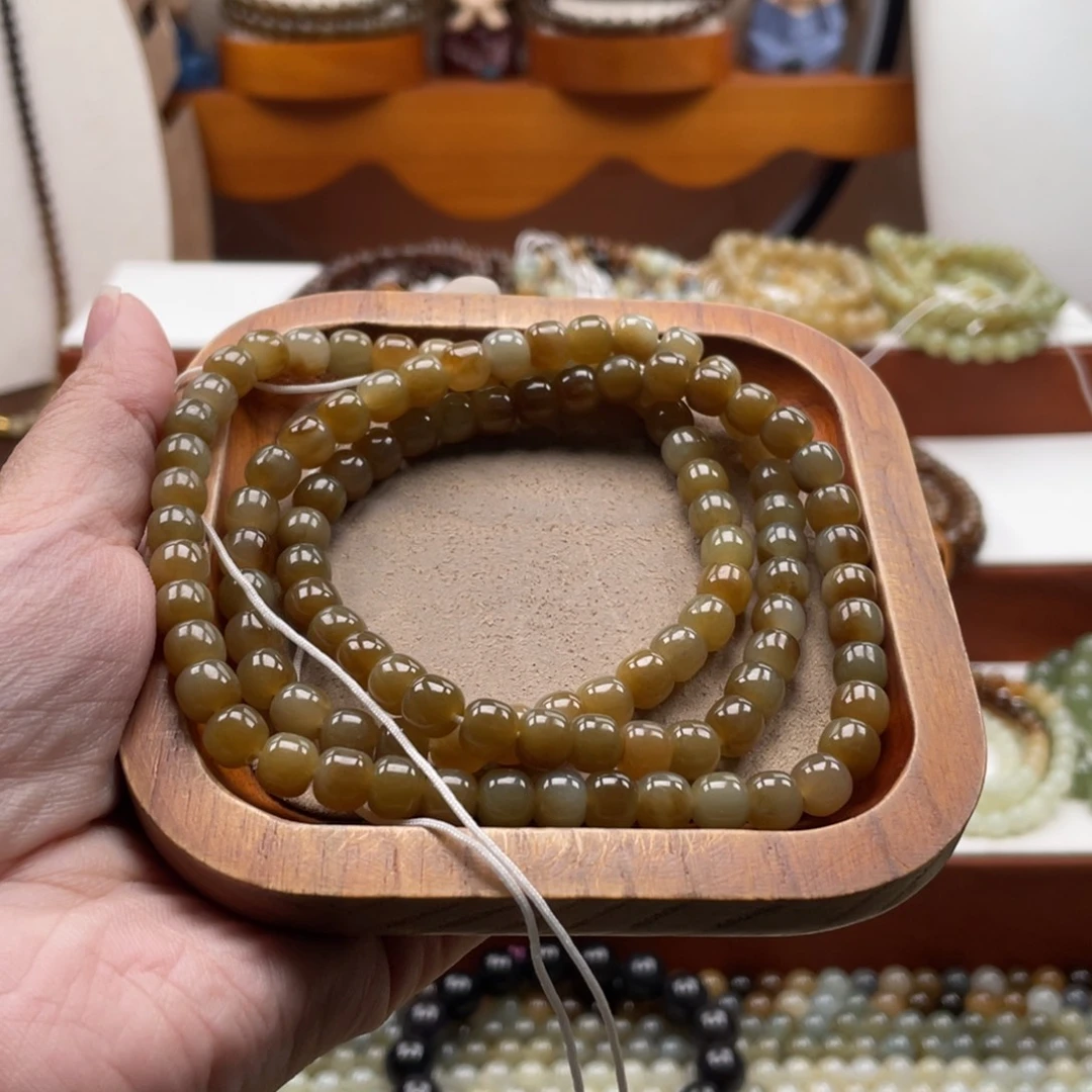 是***耶和田玉未镶嵌毛衣链珠串6*7mm