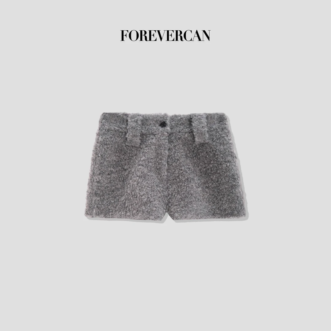 FOREVERCAN“雾都”高比例澳洲进口羊毛高腰百搭短裤 SP22427