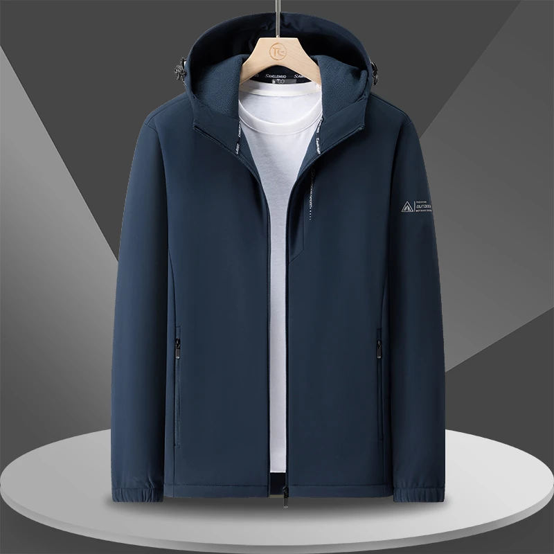 雅鹿优选休闲外套男士运动户外春秋季软壳衣防风冲锋连帽夹克上衣