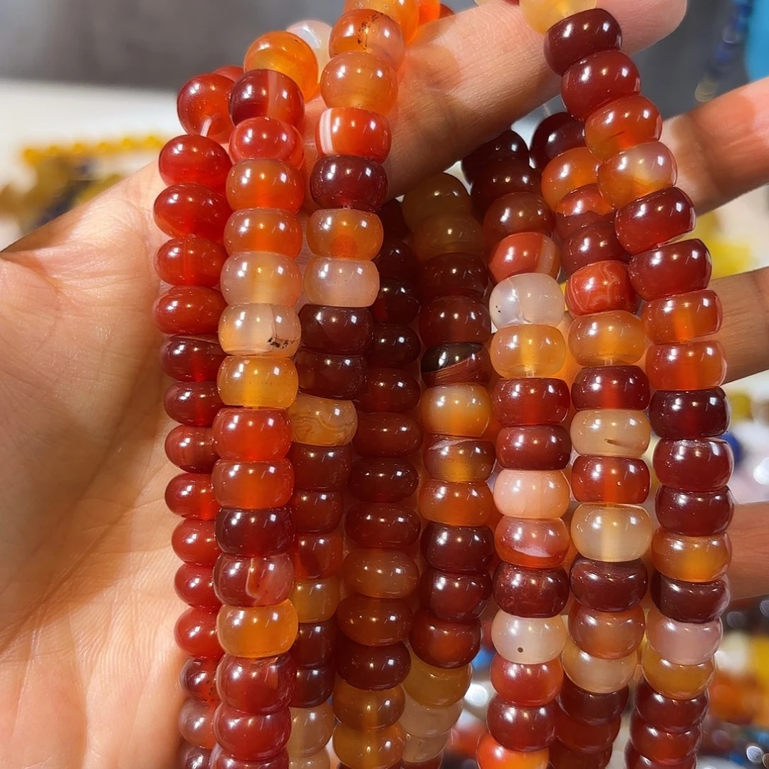 玛瑙/玉髓合金珠宝半成品红玛瑙算盘6*10一条