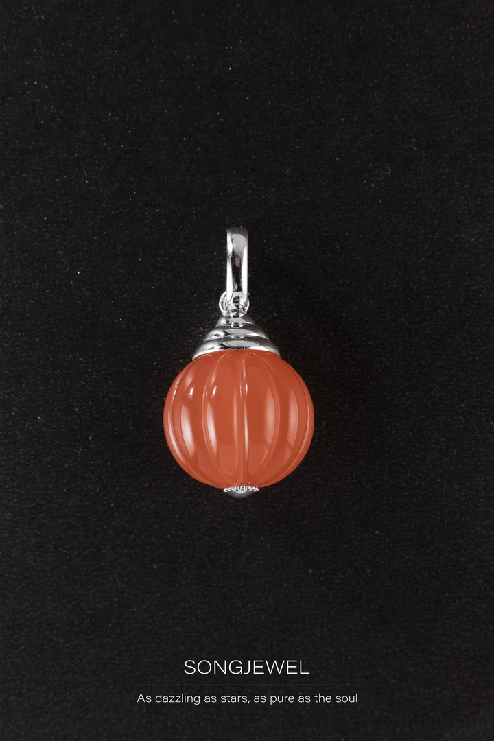 S925银 南红吊坠 原矿冰红 无染色无注胶 纯天然南红 万能扣