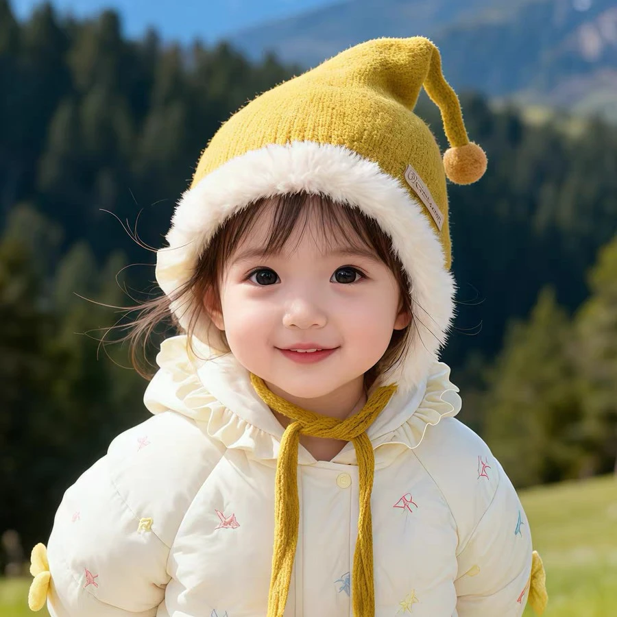 宝宝帽子可爱韩版星星加厚保暖针织护耳帽毛线帽婴幼儿防风套头帽