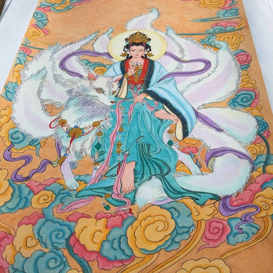 敏***寅国画李老师的精品九尾狐