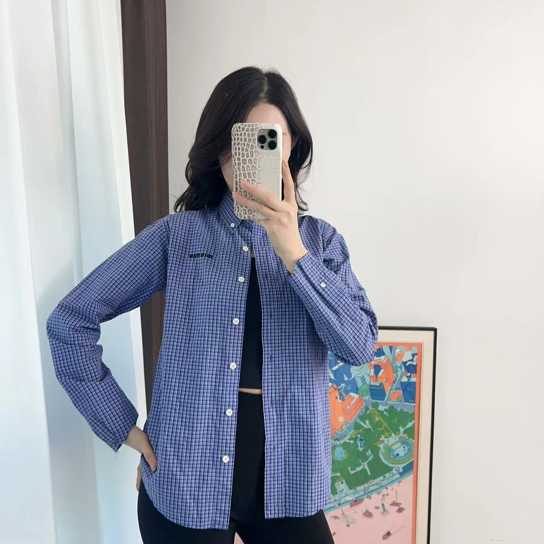 95新 MIU MIU/缪缪 格纹长袖衬衫36码/251105ZJMDY01
