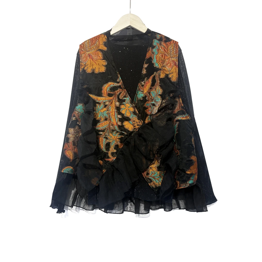 1415新中式国风重工提花马甲亮片复古风穿搭