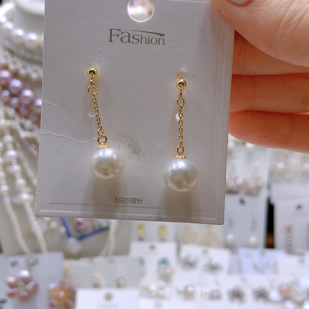 银S925镶嵌耳饰淡水珍珠