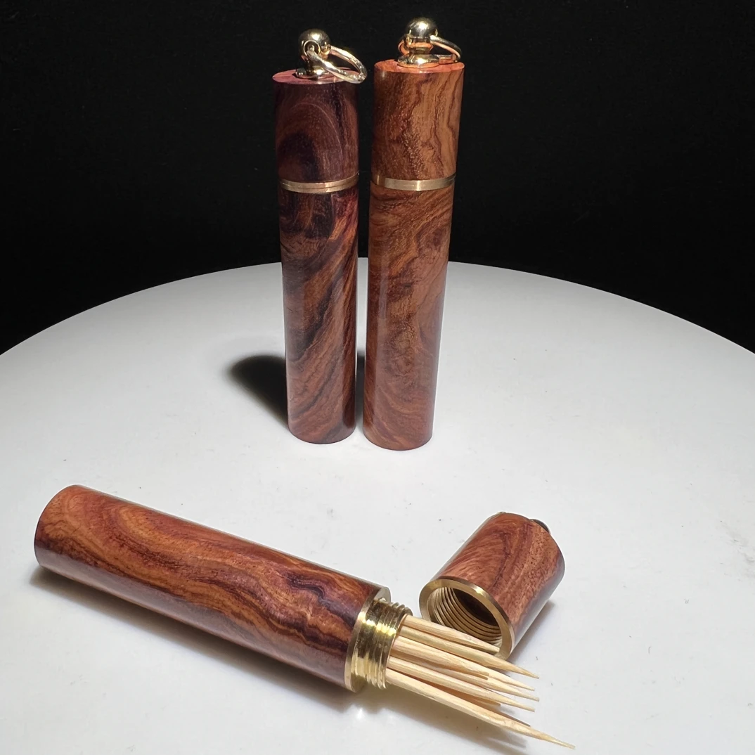 海南黄花梨复古风牙签罐便携牙签筒