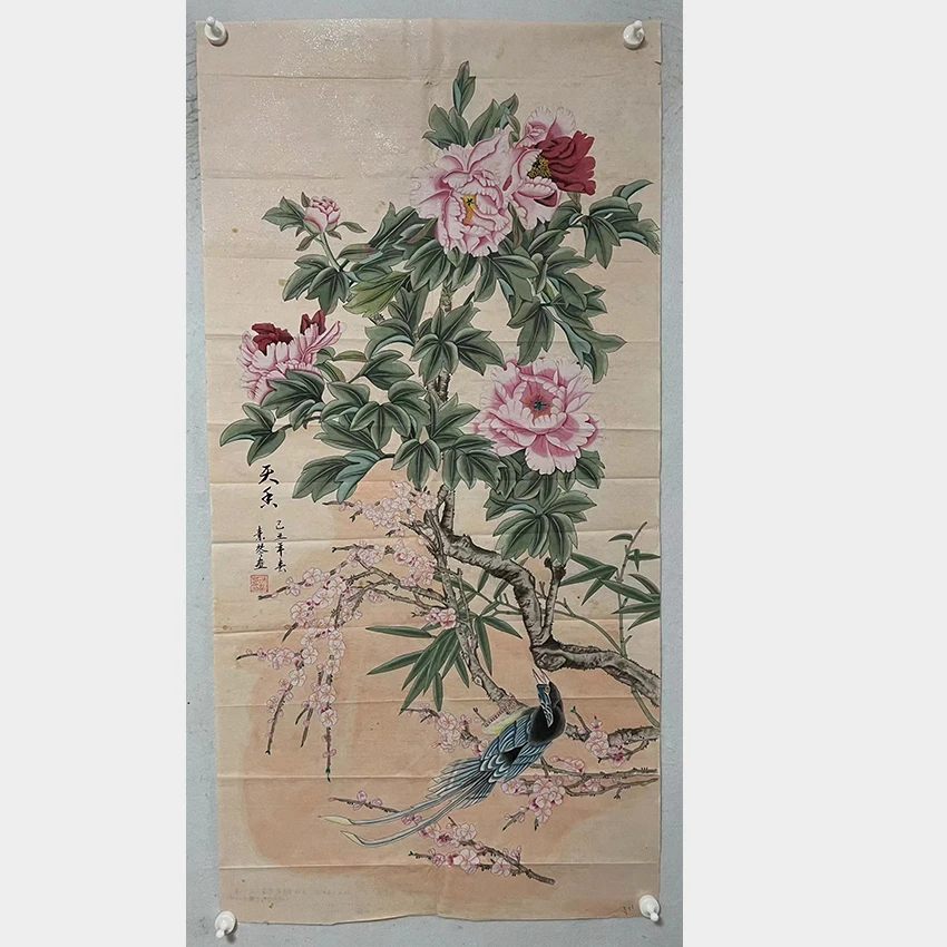 2123  纯手绘老字画《天香》中堂  尺寸 137×68