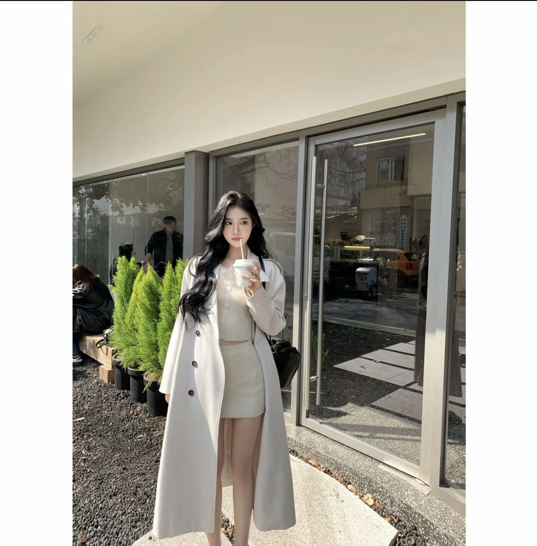 【漫步城市】UM家2025秋季新款卡其色长款欧若风韩版H型风衣外套女