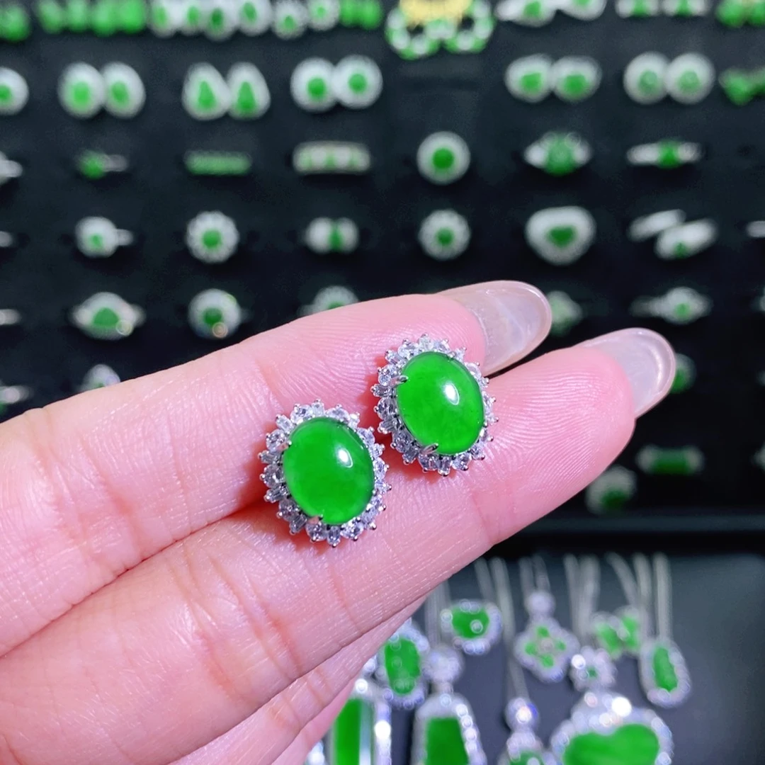 翡翠银S925镶嵌耳饰多样性