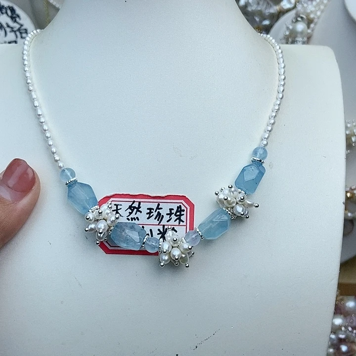 淡水珍珠颈饰银S925镶嵌