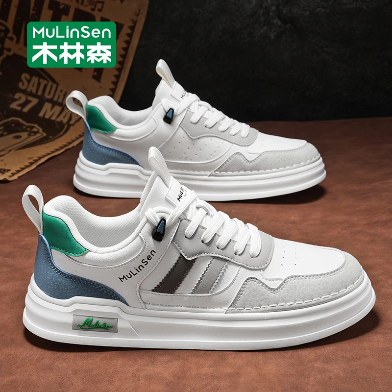 木林森鞋子男款高级感痞帅开车板鞋青少年运动休闲鞋春秋小白男鞋