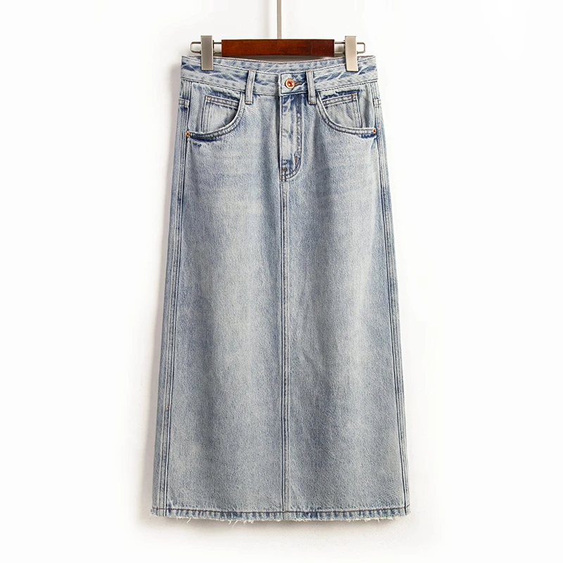 【涛姐推荐】11385春夏季开叉牛仔半身裙时尚潮流水洗RAIN.CUN