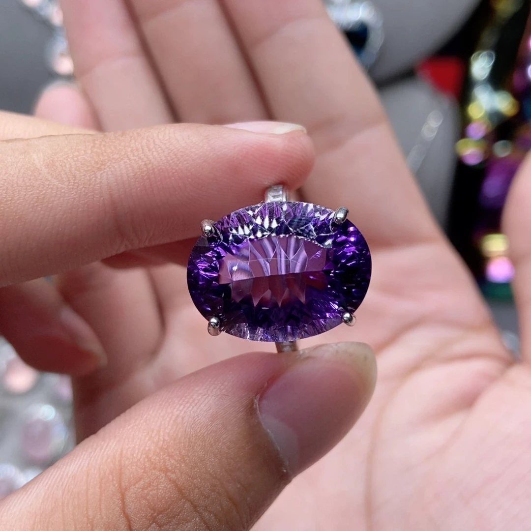 万***如水晶戒指银S925镶嵌11111