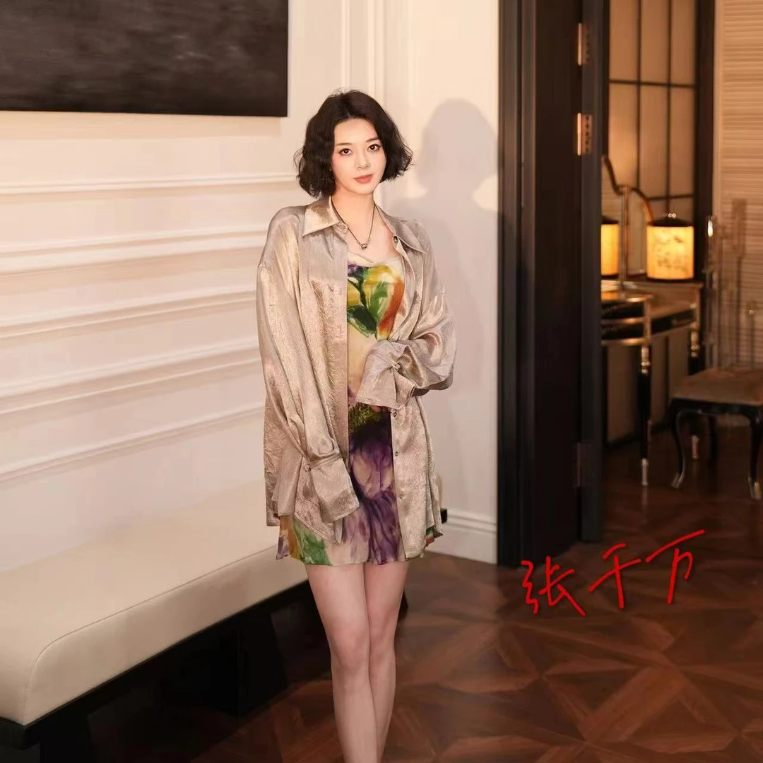 「阿尔忒弥斯」真丝双绉出逃油画定位花吊带短裙/长裙