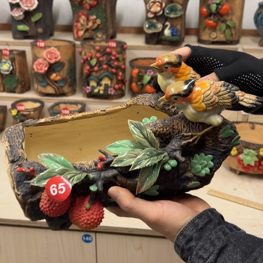 紫砂花盆号内口17×8外高20微瑕