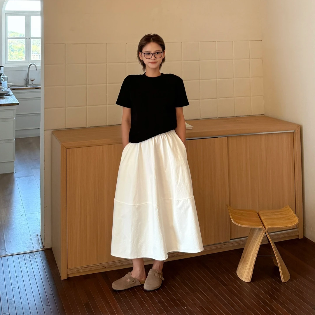 花苞裙长款半身裙女装2025春夏季新款流行感宽松百搭遮肉显瘦A字