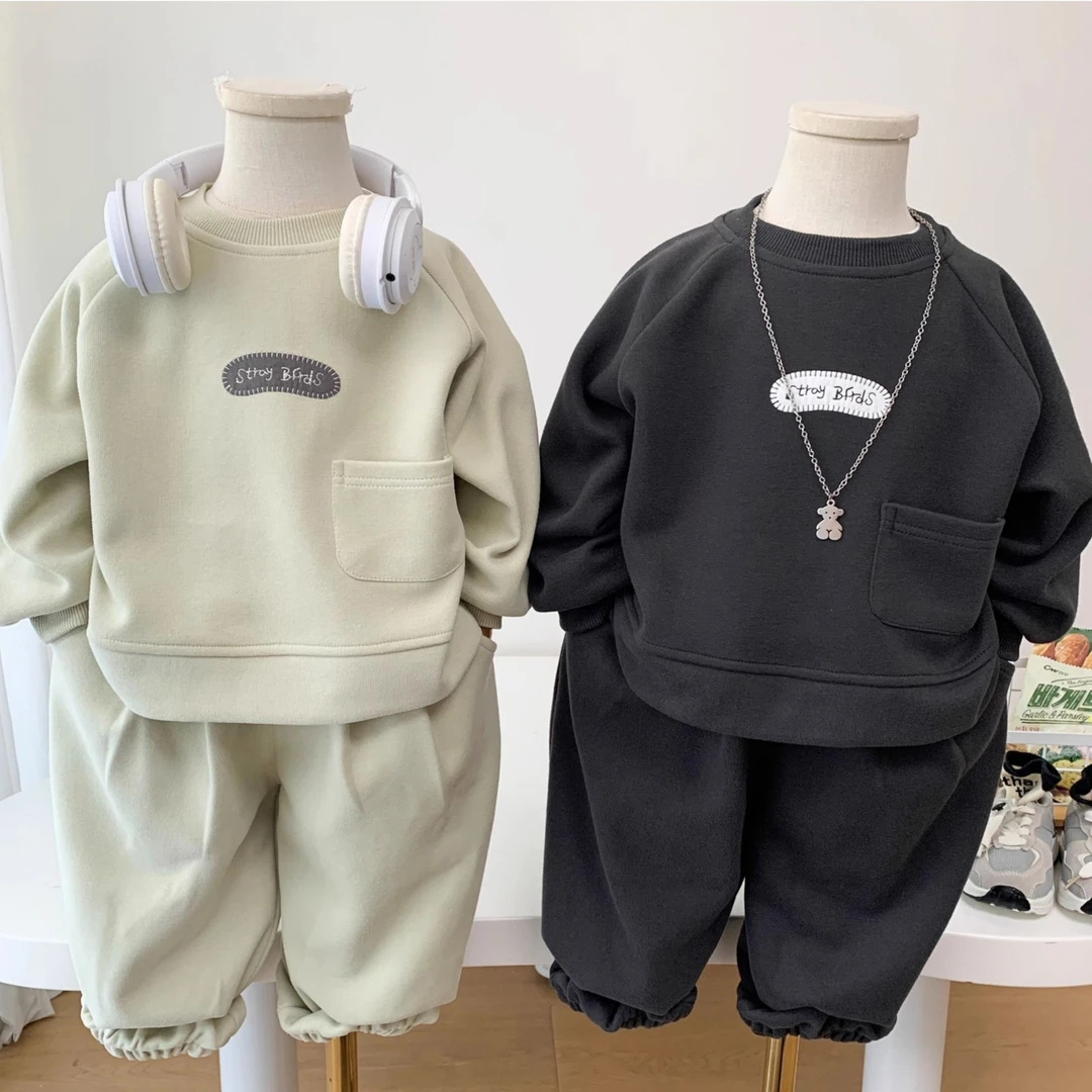 男童卫衣套装2025新款儿童春秋宽松运动服中小男孩休闲两件套潮酷