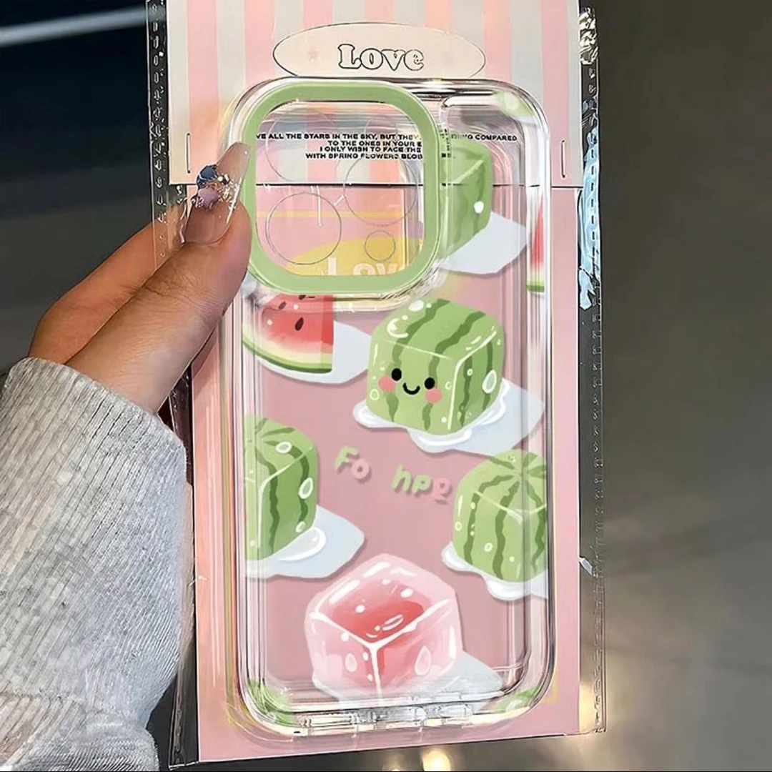 冰块西瓜适用iPhone16苹果15手机壳14plus透明13/12防摔7/8简约11
