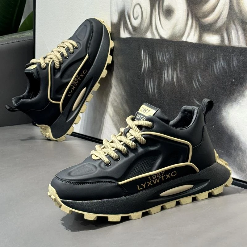 爱赫蒙男鞋秋冬款2025新款潮流加绒增高老爹鞋男士跑拼接女士老爹