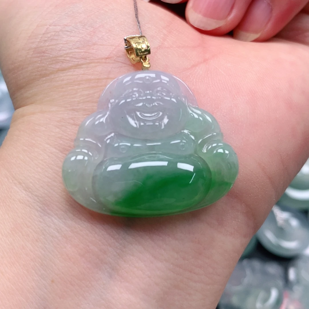 颈饰18K金镶嵌翡翠天然翡翠