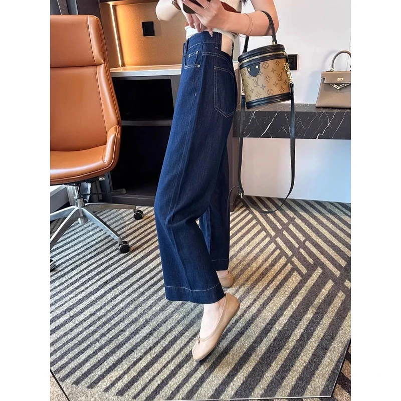 莱赛尔天丝夏季薄款牛仔裤女大码裤子阔腿裤垂感宽松显瘦九分裤