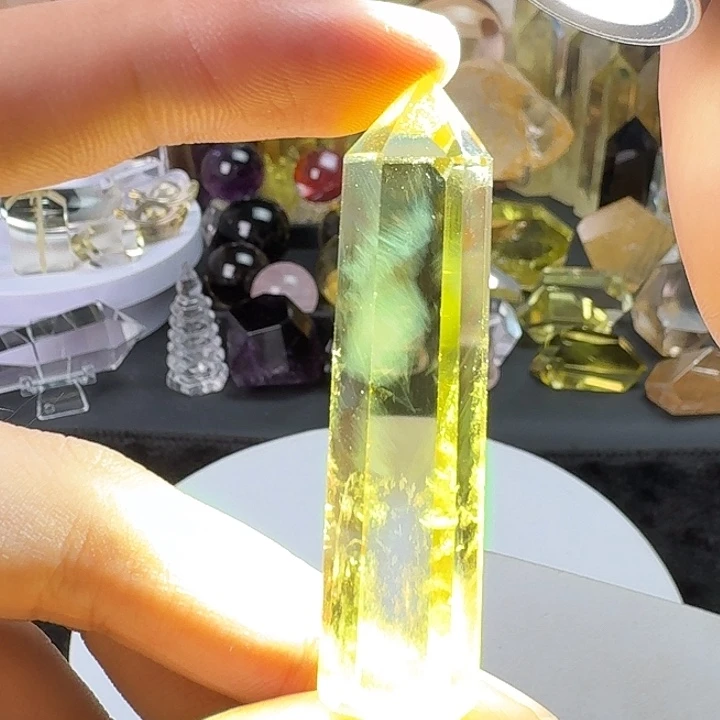未镶嵌珠宝半成品水晶蓝针黄水晶
