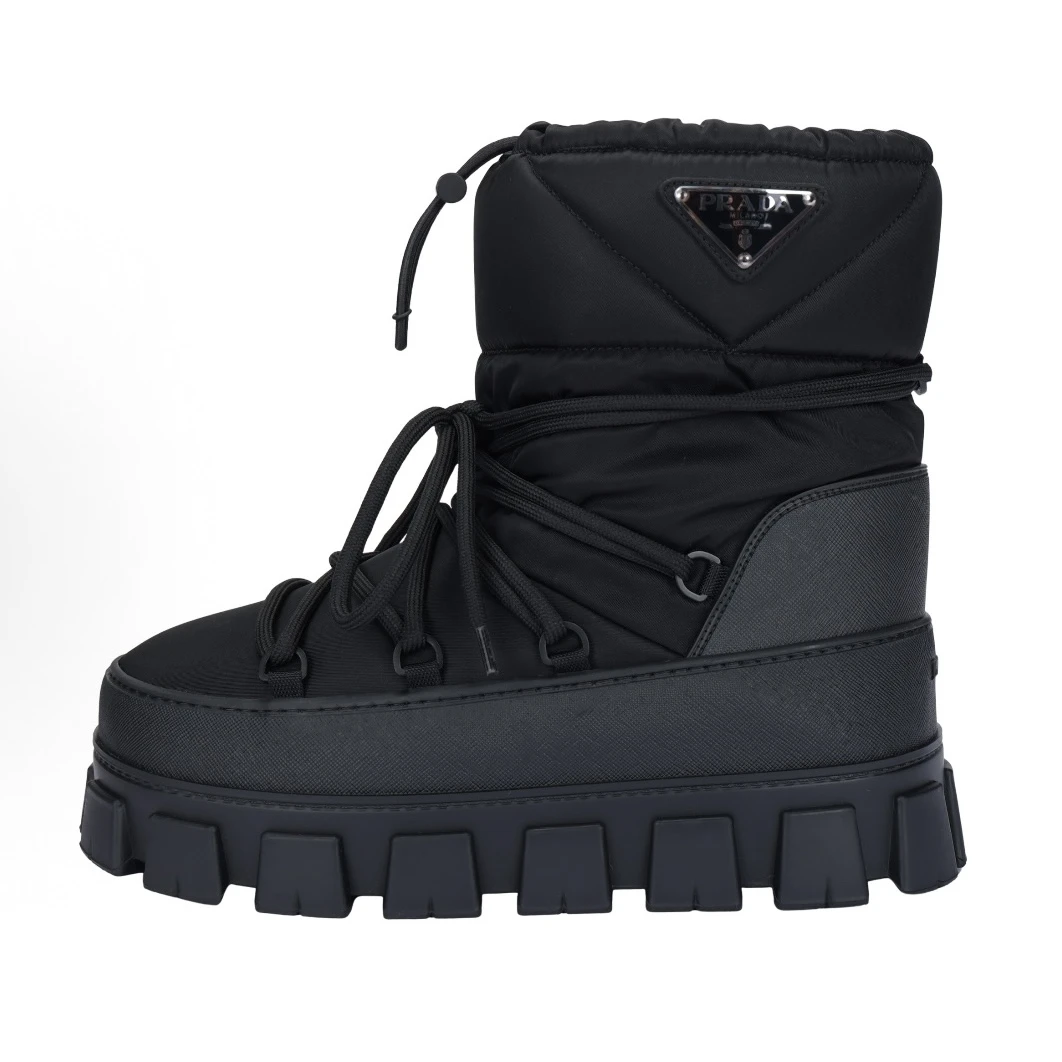 未使用 Prada/普拉达 35-39码 偏大短筒保暖防滑雪地靴户外黑色