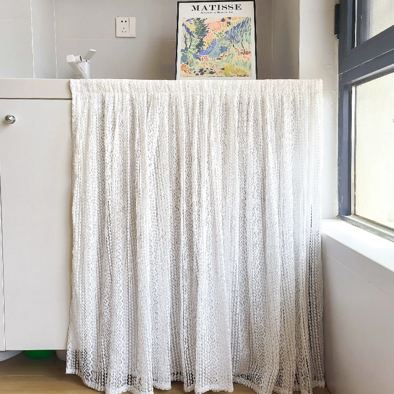 滚筒洗衣机防晒轻法式蕾丝奶白色洗衣机书柜鞋柜防尘遮挡帘可定制