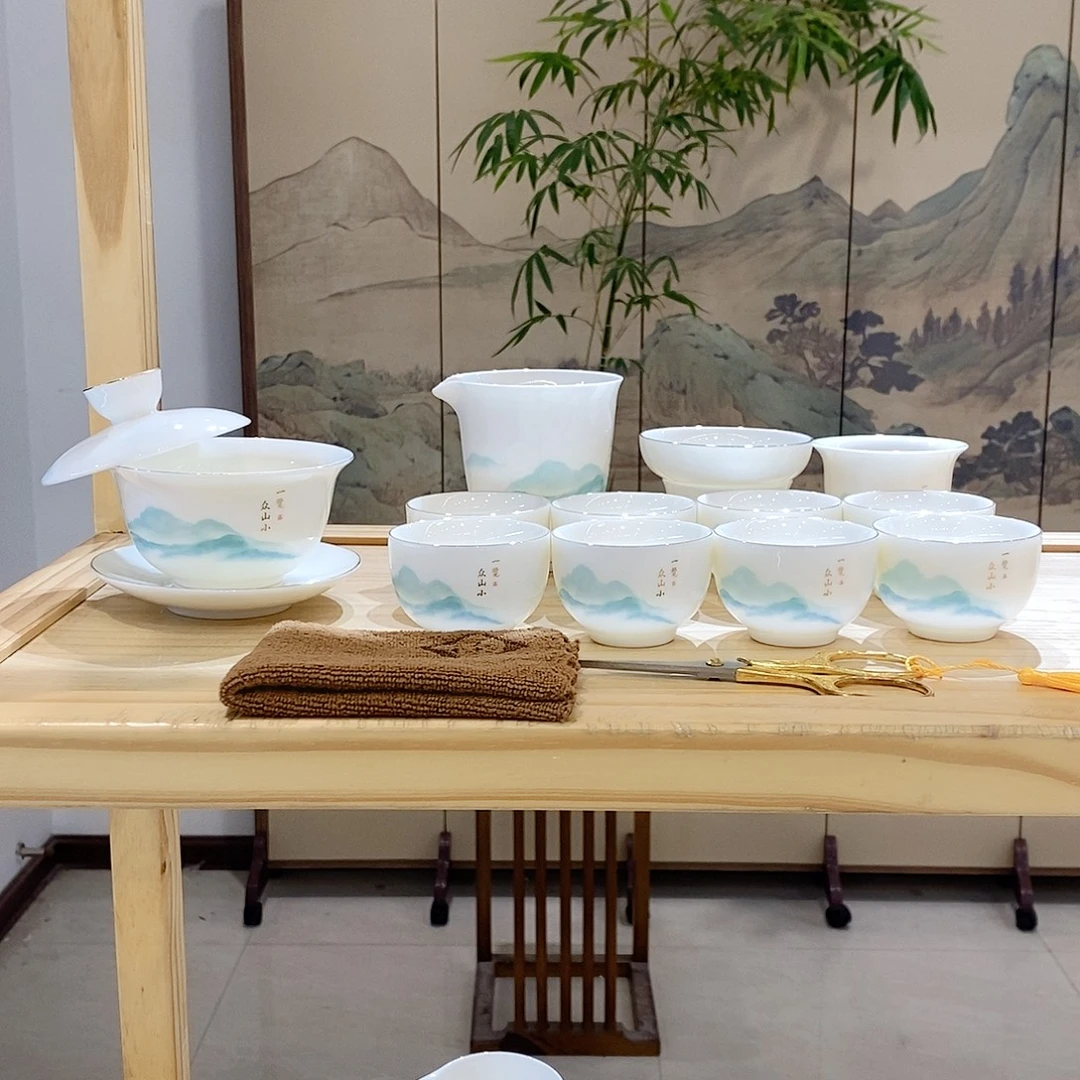 【墨城】羊脂玉瓷一览众山小15头