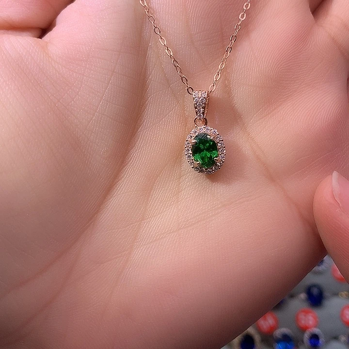 透辉石吊坠银S925镶嵌