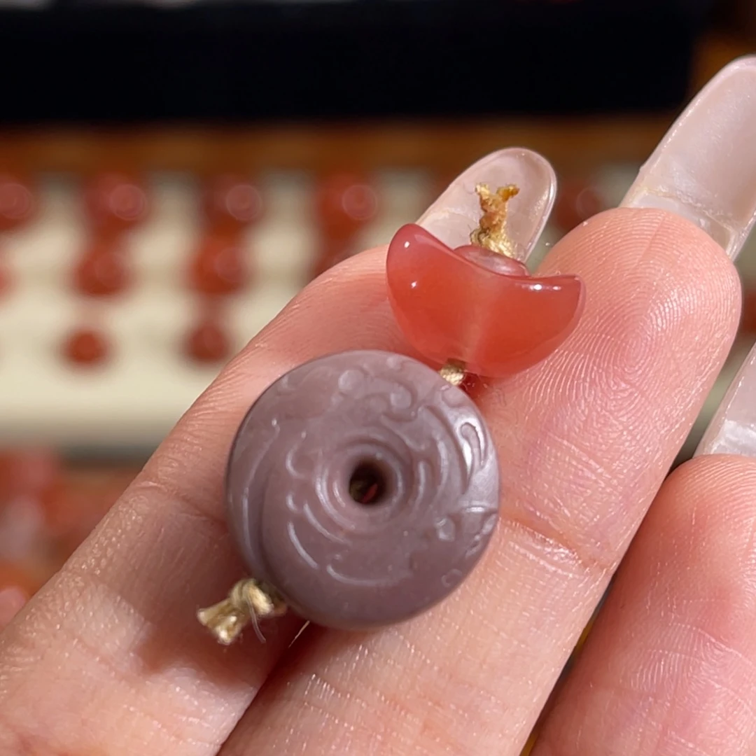 玛瑙/玉髓未镶嵌玉璧+元宝 不换退