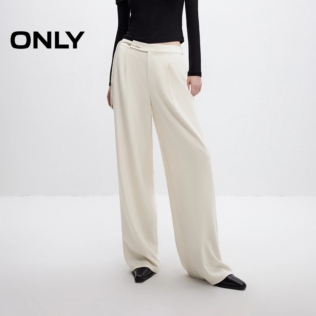 ONLY秋季新中式”盘扣设计“舒适宽松阔腿休闲裤女通勤|125114027