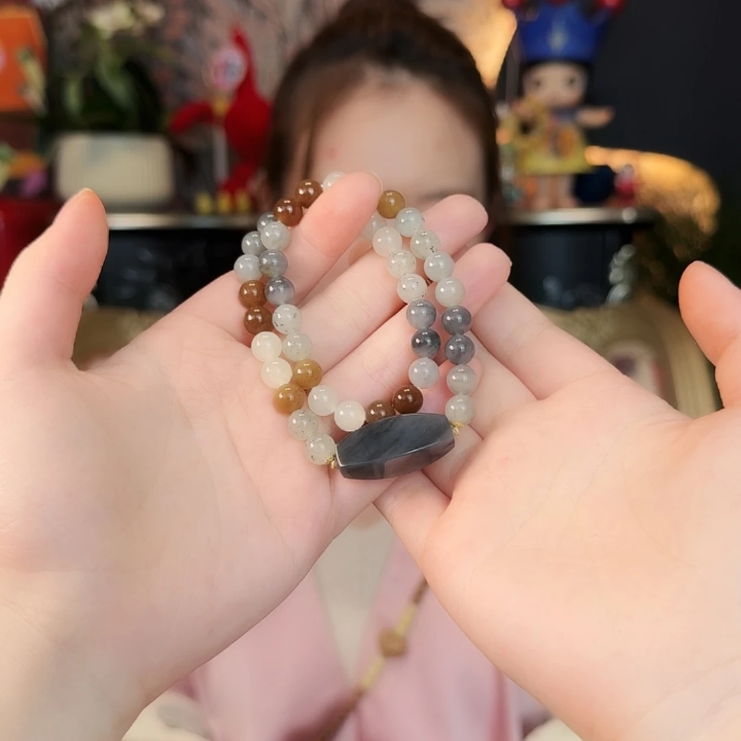 和田玉18K金镶嵌手链