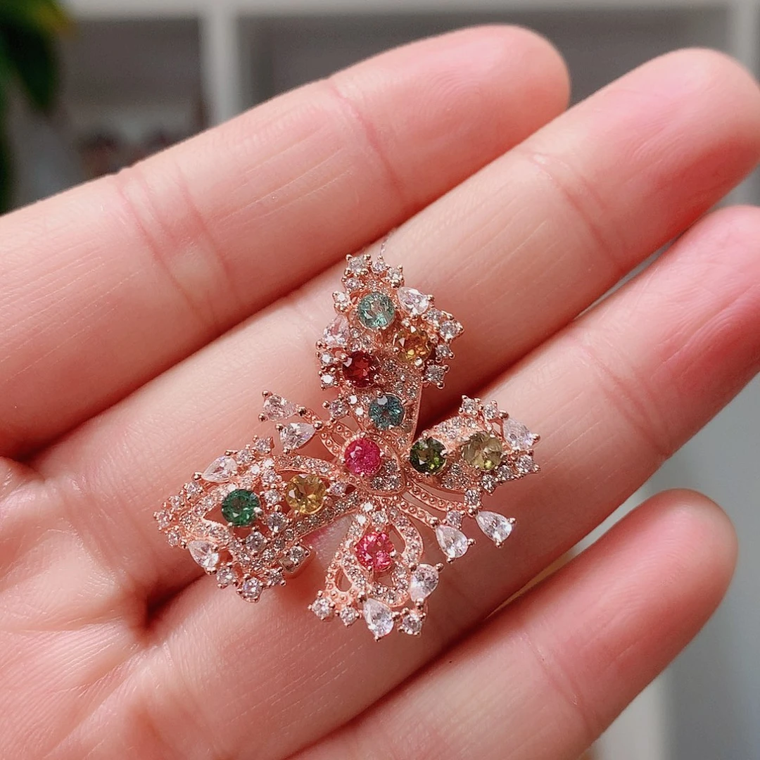 颈饰银S925镶嵌碧玺