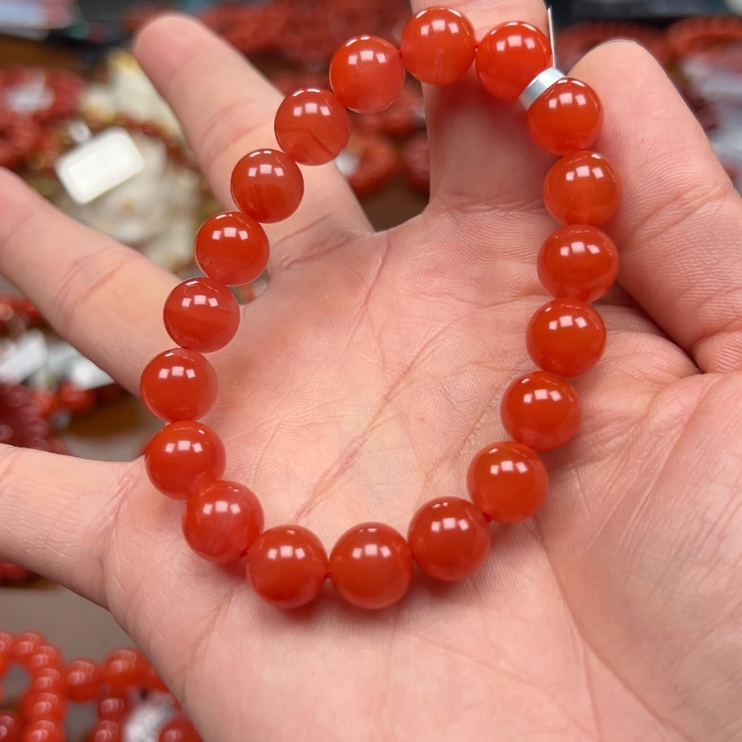 南红玛瑙未镶嵌手链保山料冰红10m