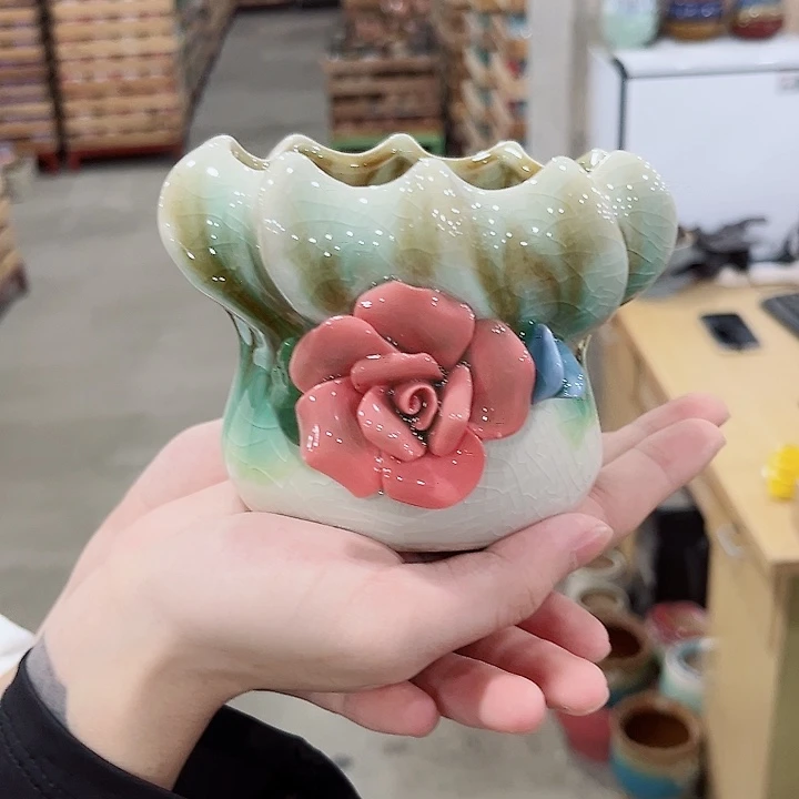 有孔.凑单10元陶瓷花盆发货！