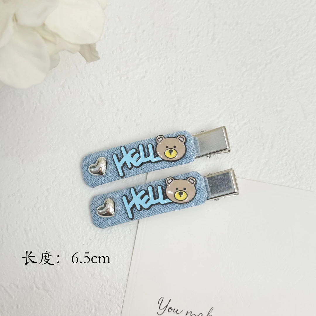 BAOSHATI/宝莎缇F-1113韩系牛仔布艺侧边碎发鸭嘴夹