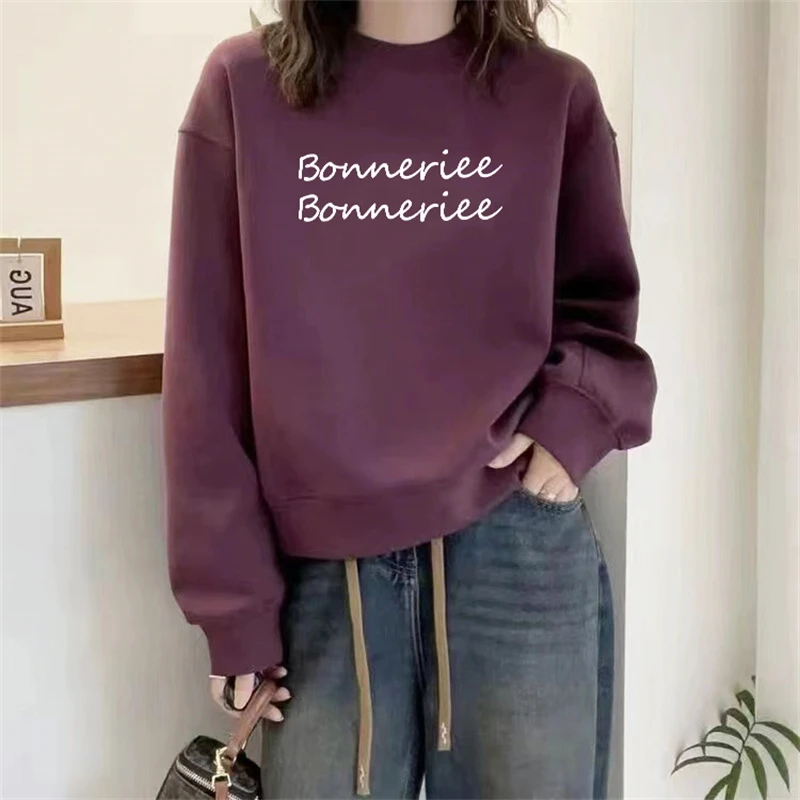 圆领卫衣女2025年新款秋冬美式复古宽松加绒无帽套头爆款上衣外套