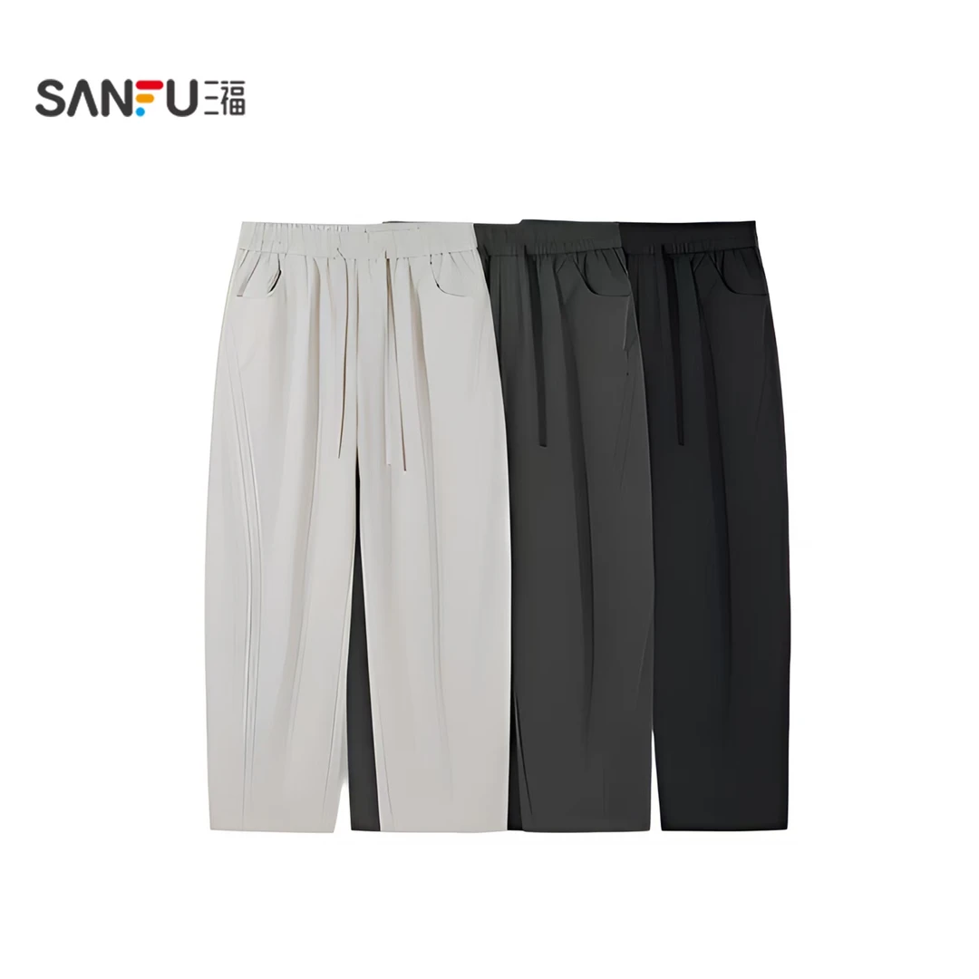 SANFU/三福【流光风】秋水洗垂感免打理男宽松直筒阔腿休闲裤511084
