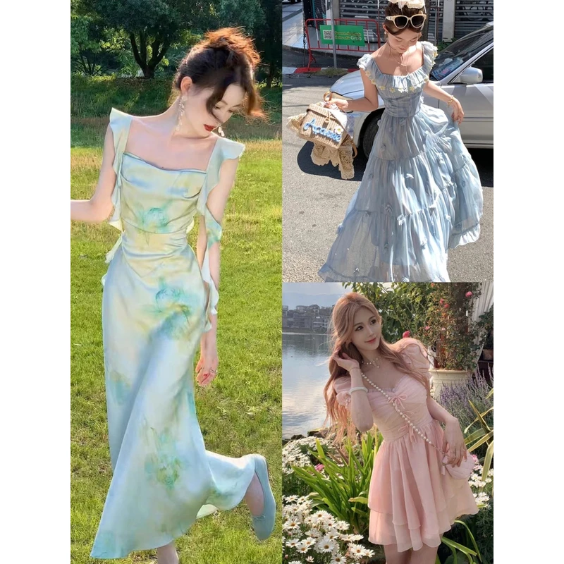 【001-100】夏季轻奢百搭连衣裙女