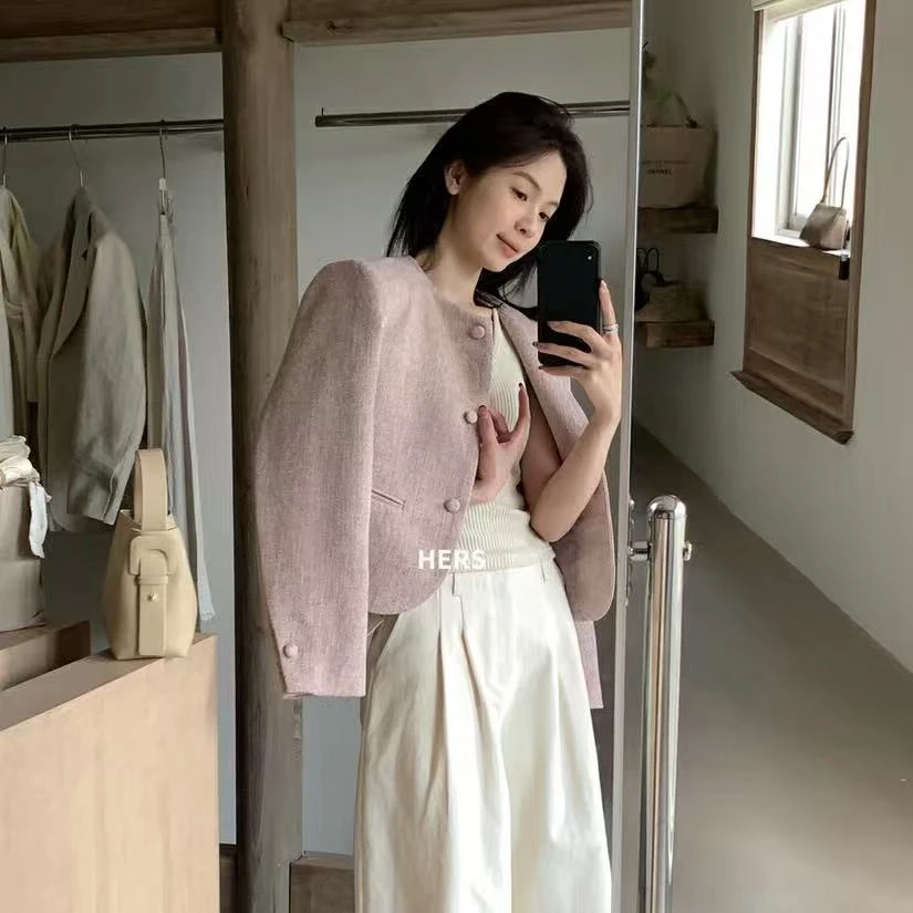 早春新款法式名媛设计感小众短款编织小香风外套上衣女潮
