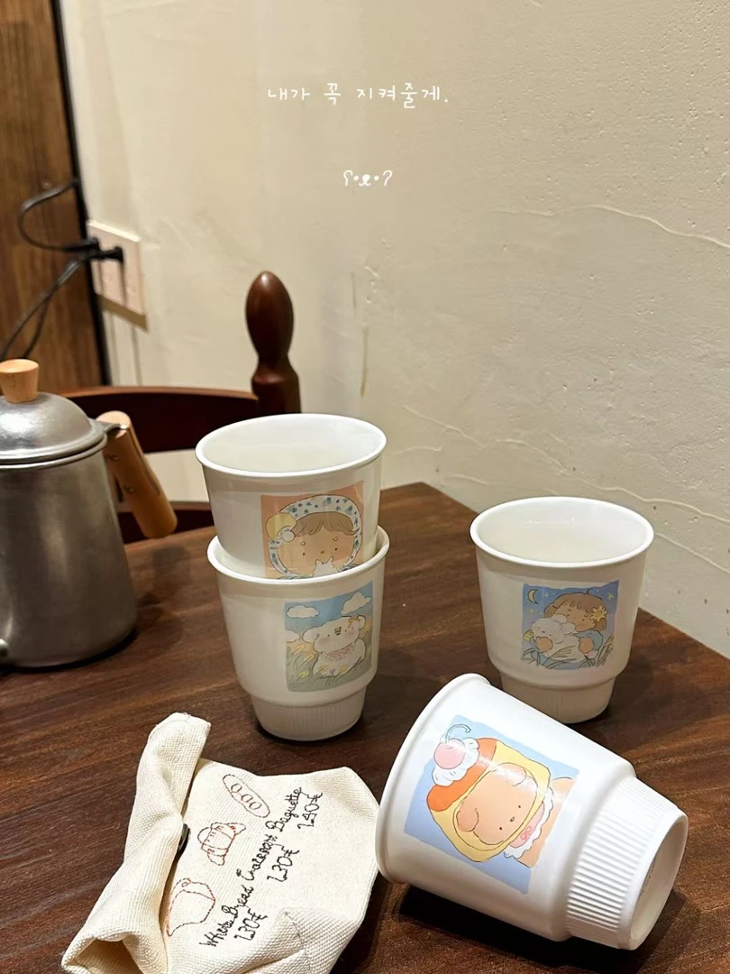 300ml可爱马克杯带把手高颜值喝水杯可爱女生陶瓷咖啡杯