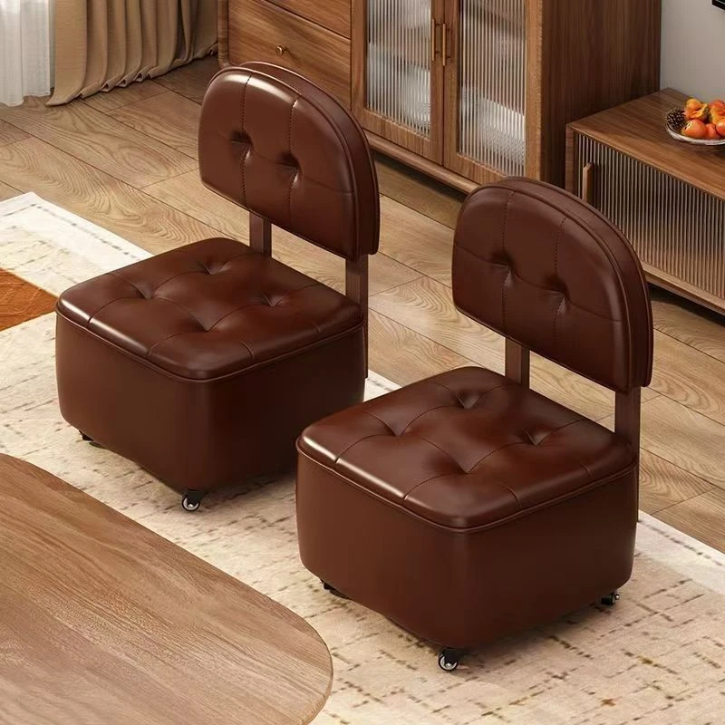 凳子加大加宽刹车万向轮溜溜凳轻奢软包沙发椅家用客厅门口换鞋凳