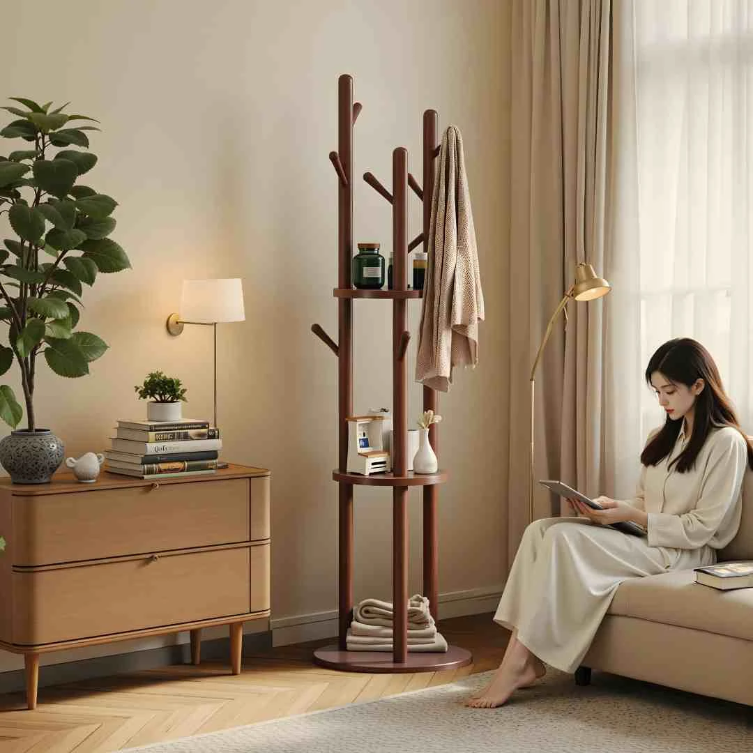 实木旋转挂衣架落地卧室家用衣服挂架置物架多功能立式客厅衣帽架