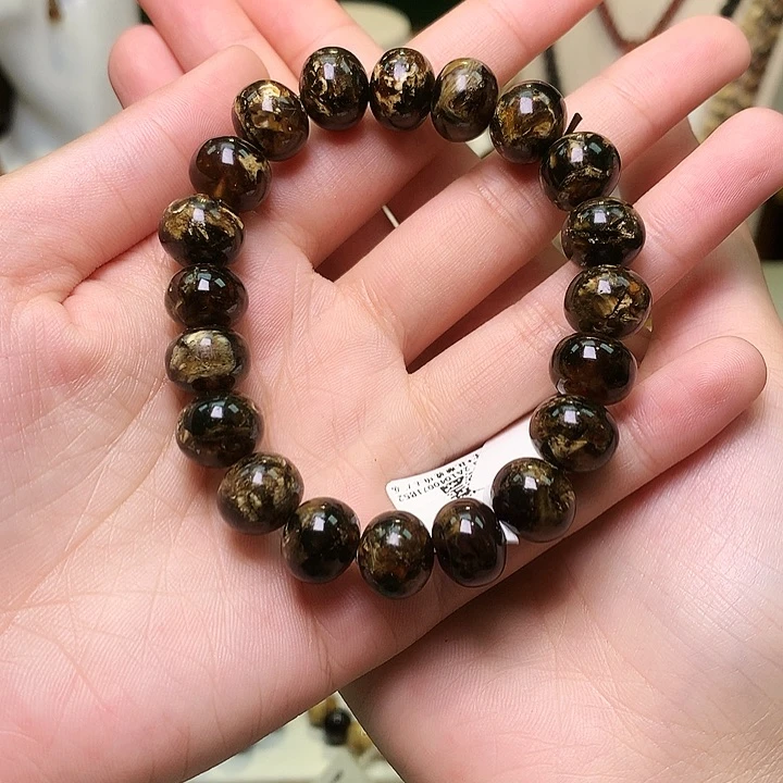 琥珀裸石未镶嵌抚顺琥珀黑花卡12