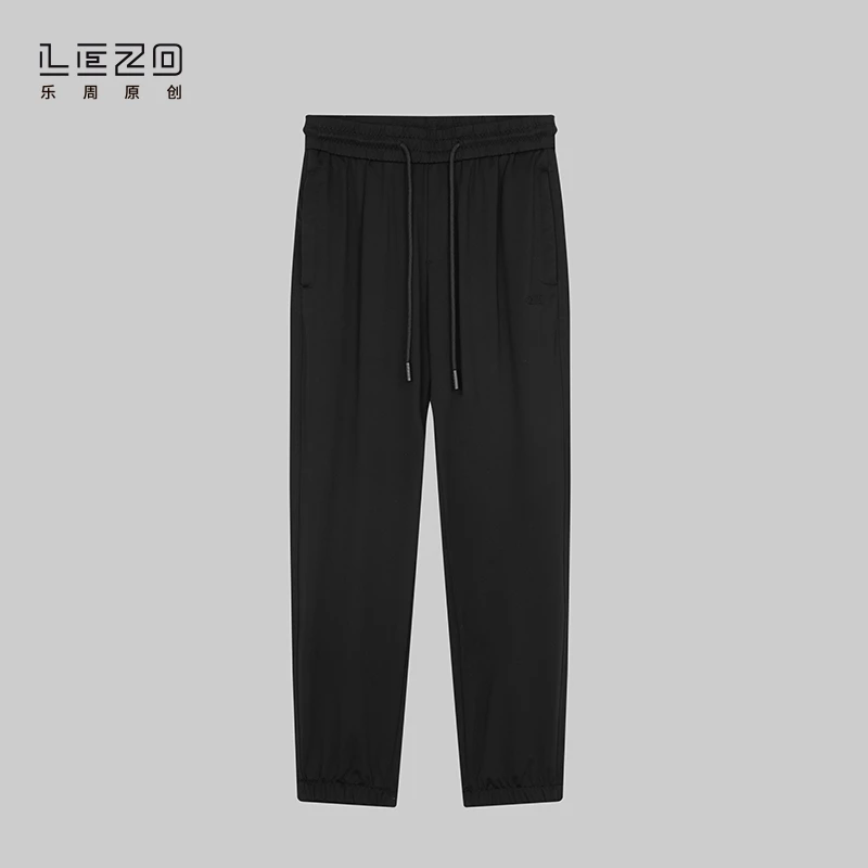 LEZO乐周原创 夏季针织九分束脚裤休闲版 925203714 黑色