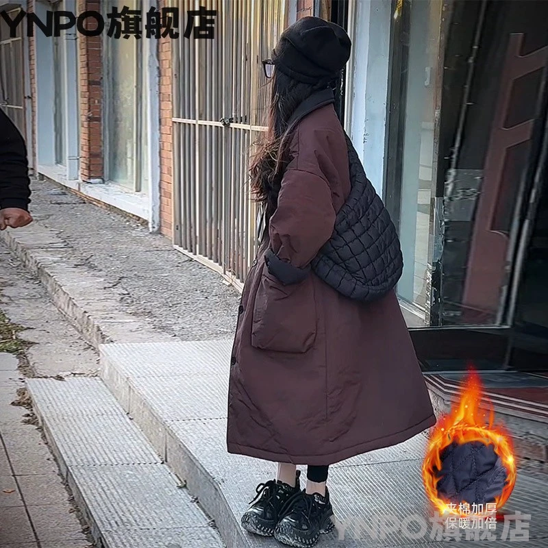 YNPO大童大衣外套女秋冬高级感2025新款女童双面穿夹棉加厚加长款