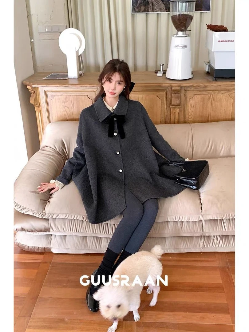 胖mm秋冬新款千金风宽松毛呢外套休闲时尚网红百搭300斤大码ins女