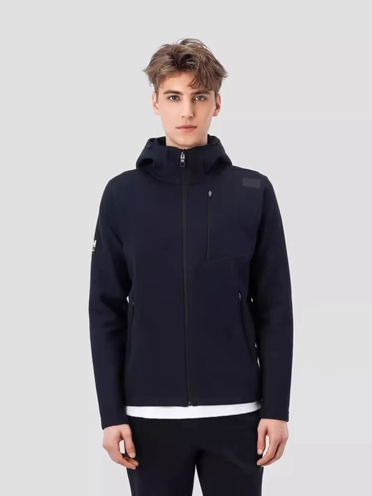 连帽外套男士新款长袖针织纯色运动休闲字母时尚户外防风商务